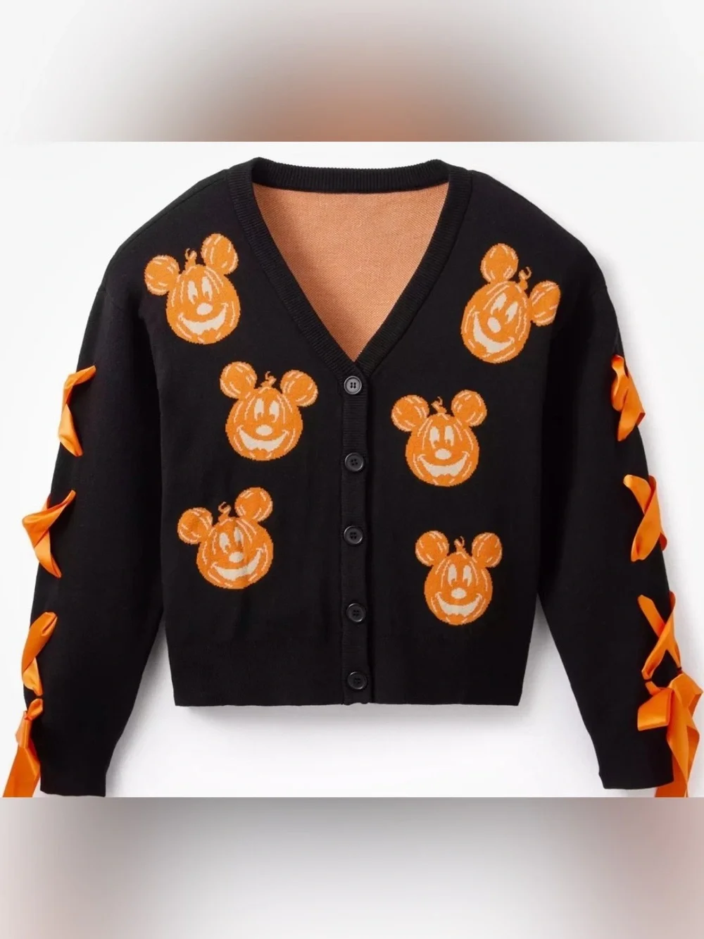 NWT DISNEY PARKS x HER UNIVERSE MICKEY MOUSE  PUMPKIN & BOW CARDIGAN SIZE MEDIUM